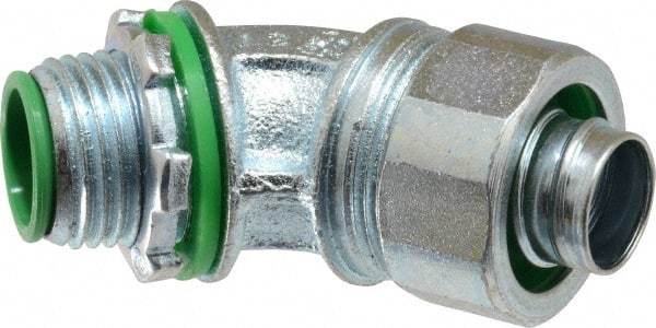 Cooper Crouse-Hinds - 1/2" Trade, Malleable Iron Threaded Angled Liquidtight Conduit Connector - Insulated - Exact Tool & Supply