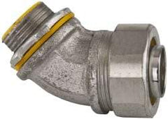 Cooper Crouse-Hinds - 1" Trade, Malleable Iron Threaded Angled Liquidtight Conduit Connector - Insulated - Exact Tool & Supply