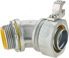 Cooper Crouse-Hinds - 1" Trade, Malleable Iron Threaded Angled Liquidtight Conduit Connector - Insulated - Exact Tool & Supply