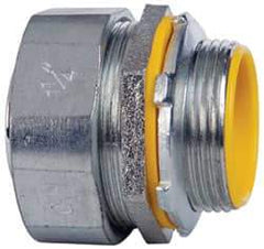Cooper Crouse-Hinds - 1-1/4" Trade, Malleable Iron Threaded Straight Liquidtight Conduit Connector - Insulated - Exact Tool & Supply