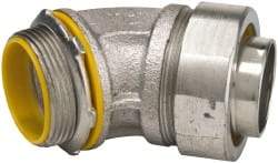 Cooper Crouse-Hinds - 1-1/2" Trade, Malleable Iron Threaded Angled Liquidtight Conduit Connector - Insulated - Exact Tool & Supply