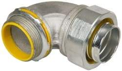Cooper Crouse-Hinds - 1-1/2" Trade, Malleable Iron Threaded Angled Liquidtight Conduit Connector - Insulated - Exact Tool & Supply