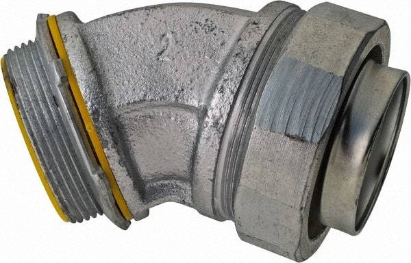 Cooper Crouse-Hinds - 2" Trade, Malleable Iron Threaded Angled Liquidtight Conduit Connector - Insulated - Exact Tool & Supply