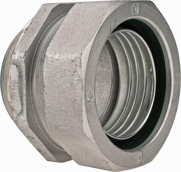 Cooper Crouse-Hinds - 3-1/2" Trade, Malleable Iron Threaded Straight Liquidtight Conduit Connector - Insulated - Exact Tool & Supply