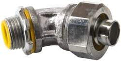 Cooper Crouse-Hinds - 1/2" Trade, Malleable Iron Threaded Angled Liquidtight Conduit Connector - Insulated - Exact Tool & Supply
