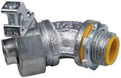 Cooper Crouse-Hinds - 1/2" Trade, Malleable Iron Threaded Angled Liquidtight Conduit Connector - Insulated - Exact Tool & Supply