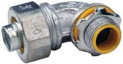 Cooper Crouse-Hinds - 1/2" Trade, Malleable Iron Threaded Angled Liquidtight Conduit Connector - Insulated - Exact Tool & Supply