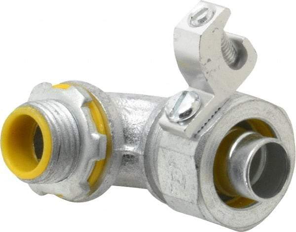 Cooper Crouse-Hinds - 1/2" Trade, Malleable Iron Threaded Angled Liquidtight Conduit Connector - Insulated - Exact Tool & Supply
