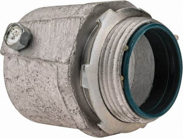 Cooper Crouse-Hinds - 1-1/4" Trade, Malleable Iron Set Screw Straight Rigid/Intermediate (IMC) Conduit Connector - Insulated - Exact Tool & Supply