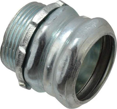 Cooper Crouse-Hinds - 1-1/4" Trade, Steel Compression Straight EMT Conduit Connector - Insulated - Exact Tool & Supply