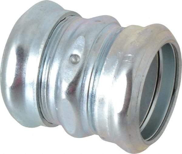 Cooper Crouse-Hinds - 1-1/4" Trade, Steel Compression EMT Conduit Coupling - Noninsulated - Exact Tool & Supply