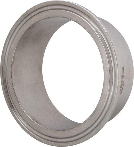 VNE - 2-1/2", Clamp Style, Sanitary Stainless Steel Pipe Welding Ferrule - Tube OD Connection, Grade 316/316L - Exact Tool & Supply