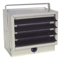 Marley - 17,065 Max BTU Rating, 5,000/4,165/3,332/2,500 & 3,750/3,123/2,500/1,875 Wattage, 270 CFM, Horizontal & Downflow Unit Electric Suspended Heater - Exact Tool & Supply