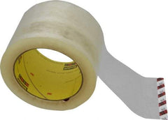 3M - 3" x 55 Yd Clear Rubber Adhesive Sealing Tape - Polypropylene Film Backing, 3.1 mil Thick, 70 Lb Tensile Strength, Series 375 - Exact Tool & Supply