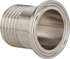 VNE - 1-1/2", Clamp Style, Sanitary Stainless Steel Pipe Rubber Hose Adapter - Tube OD Connection, Grade 316/316L - Exact Tool & Supply