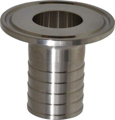 VNE - 1", Clamp Style, Sanitary Stainless Steel Pipe Rubber Hose Adapter - Tube OD Connection, Grade 304 - Exact Tool & Supply