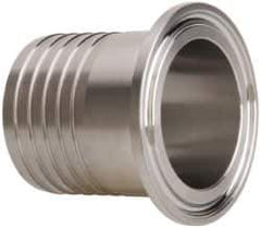 VNE - 1-1/2", Clamp Style, Sanitary Stainless Steel Pipe Rubber Hose Adapter - Tube OD Connection, Grade 304 - Exact Tool & Supply