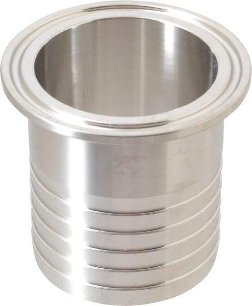 VNE - 2", Clamp Style, Sanitary Stainless Steel Pipe Rubber Hose Adapter - Tube OD Connection, Grade 304 - Exact Tool & Supply