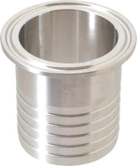 VNE - 2", Clamp Style, Sanitary Stainless Steel Pipe Rubber Hose Adapter - Tube OD Connection, Grade 304 - Exact Tool & Supply