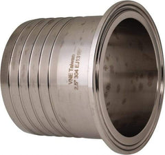 VNE - 2-1/2", Clamp Style, Sanitary Stainless Steel Pipe Rubber Hose Adapter - Tube OD Connection, Grade 304 - Exact Tool & Supply