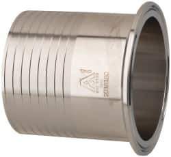 VNE - 3", Clamp Style, Sanitary Stainless Steel Pipe Rubber Hose Adapter - Tube OD Connection, Grade 304 - Exact Tool & Supply