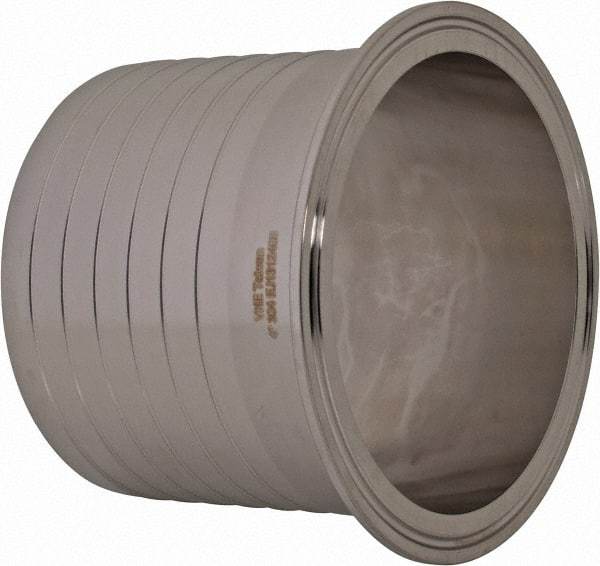 VNE - 4", Clamp Style, Sanitary Stainless Steel Pipe Rubber Hose Adapter - Tube OD Connection, Grade 304 - Exact Tool & Supply