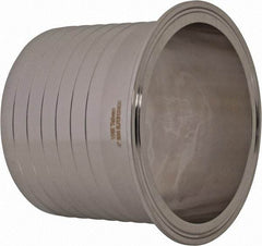VNE - 4", Clamp Style, Sanitary Stainless Steel Pipe Rubber Hose Adapter - Tube OD Connection, Grade 304 - Exact Tool & Supply