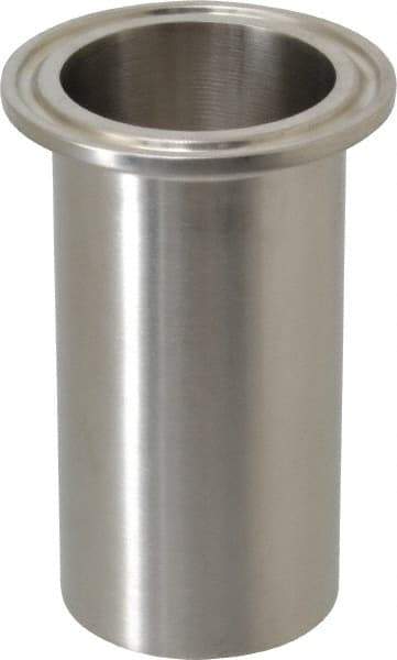 VNE - 1-1/2", Clamp Style, Sanitary Stainless Steel Pipe Long Tank Welding Ferrule - Tube OD Connection, Grade 316/316L - Exact Tool & Supply