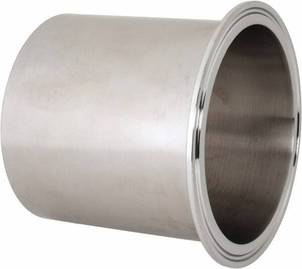 VNE - 4", Clamp Style, Sanitary Stainless Steel Pipe Long Tank Welding Ferrule - Tube OD Connection, Grade 316/316L - Exact Tool & Supply