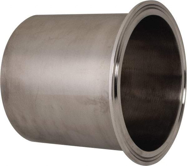 VNE - 4", Clamp Style, Sanitary Stainless Steel Pipe Long Tank Welding Ferrule - Tube OD Connection, Grade 304 - Exact Tool & Supply