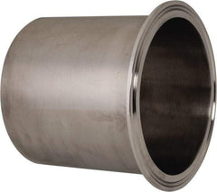 VNE - 4", Clamp Style, Sanitary Stainless Steel Pipe Long Tank Welding Ferrule - Tube OD Connection, Grade 304 - Exact Tool & Supply
