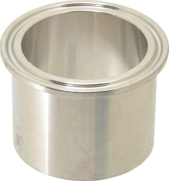 VNE - 2", Clamp Style, Sanitary Stainless Steel Pipe Tank Welding Ferrule - Tube OD Connection, Grade 304 - Exact Tool & Supply