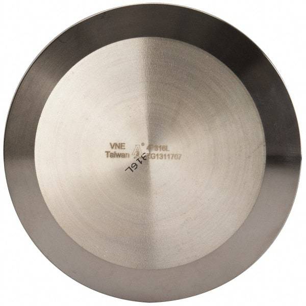 VNE - 4", Clamp Style, Sanitary Stainless Steel Pipe End Cap - Tube OD Connection, Grade 316/316L - Exact Tool & Supply