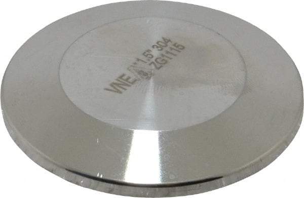 VNE - 1-1/2", Clamp Style, Sanitary Stainless Steel Pipe End Cap - Tube OD Connection, Grade 304 - Exact Tool & Supply