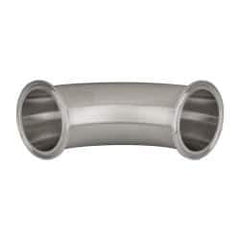 VNE - 2-1/2", Clamp Style, Sanitary Stainless Steel Pipe 90° Elbow - Tube OD Connection, Grade 316/316L - Exact Tool & Supply