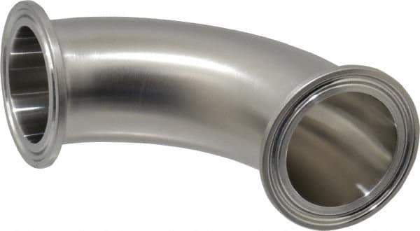 VNE - 1-1/2", Clamp Style, Sanitary Stainless Steel Pipe 90° Elbow - Tube OD Connection, Grade 304 - Exact Tool & Supply
