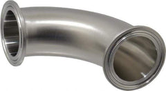 VNE - 1-1/2", Clamp Style, Sanitary Stainless Steel Pipe 90° Elbow - Tube OD Connection, Grade 304 - Exact Tool & Supply