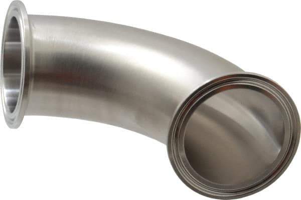 VNE - 2", Clamp Style, Sanitary Stainless Steel Pipe 90° Elbow - Tube OD Connection, Grade 304 - Exact Tool & Supply