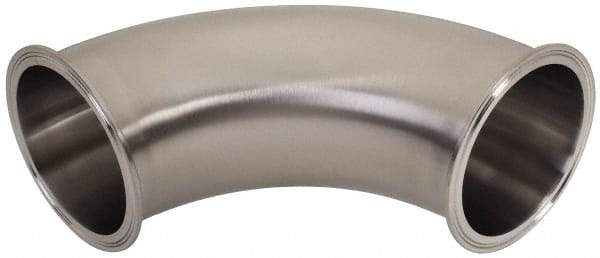 VNE - 4", Clamp Style, Sanitary Stainless Steel Pipe 90° Elbow - Tube OD Connection, Grade 304 - Exact Tool & Supply