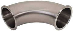 VNE - 4", Clamp Style, Sanitary Stainless Steel Pipe 90° Elbow - Tube OD Connection, Grade 304 - Exact Tool & Supply