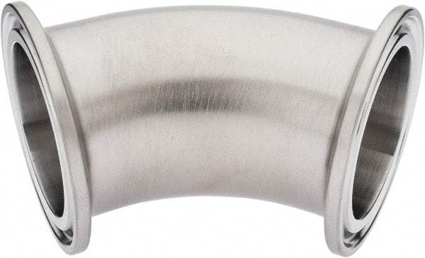 VNE - 1-1/2", Clamp Style, Sanitary Stainless Steel Pipe 45° Elbow - Tube OD Connection, Grade 316/316L - Exact Tool & Supply