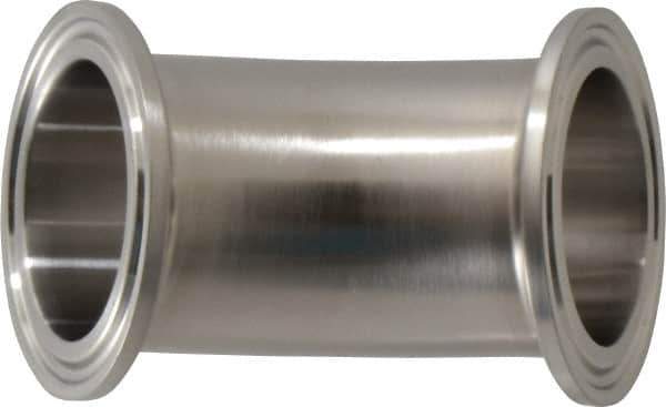 VNE - 1-1/2", Clamp Style, Sanitary Stainless Steel Pipe 45° Elbow - Tube OD Connection, Grade 304 - Exact Tool & Supply
