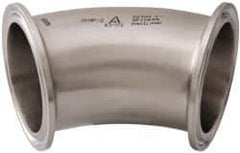 VNE - 2", Clamp Style, Sanitary Stainless Steel Pipe 45° Elbow - Tube OD Connection, Grade 304 - Exact Tool & Supply