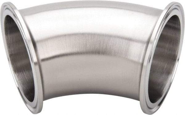 VNE - 2-1/2", Clamp Style, Sanitary Stainless Steel Pipe 45° Elbow - Tube OD Connection, Grade 304 - Exact Tool & Supply