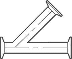 VNE - 1-1/2", Clamp Style, Sanitary Stainless Steel Pipe 45° Lateral - Tube OD Connection, Grade 304 - Exact Tool & Supply