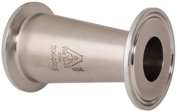 VNE - 1-1/2 x 1", Clamp Style, Sanitary Stainless Steel Pipe Concentric Reducer - Tube OD Connection, Grade 304 - Exact Tool & Supply