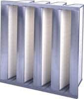 Made in USA - 12" Noml Height x 24" Noml Width x 12" Noml Depth, 98% Capture Efficiency, V-Bank Mini-Pleat Air Filter - MERV 15, Microfiberglass, Integrated Plastic Frame, 500 Max FPM, 1,000 CFM, For Any Unit - Exact Tool & Supply