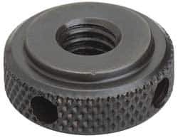 Gibraltar - 1-8" UNC Thread, Black Oxide Finish, Steel Round Knurled High Torque Check Nut - 9/16" Overall Height, 2" Head Diam, 1-3/4" Base Diam - Exact Tool & Supply
