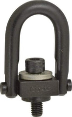 Jergens - 400 Lb Load Capacity Safety Engineered Center Pull Hoist Ring - M8 x 1.25 Thread, 12.5mm Thread Length, Alloy Steel, Black Oxide Finish - Exact Tool & Supply