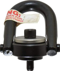 Jergens - 1,050 Lb Load Capacity Safety Engineered Center Pull Hoist Ring - M12 x 1.75 Thread, 19mm Thread Length, Alloy Steel, Black Oxide Finish - Exact Tool & Supply